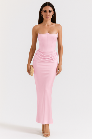 Aura | Dames Maxi-jurk – Strapless Design & Elegante Pasvorm Roze