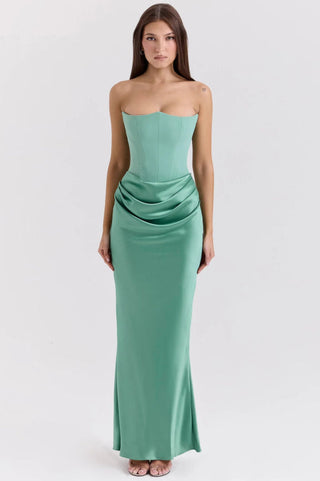 Aura | Dames Maxi-jurk – Strapless Design & Elegante Pasvorm Groen