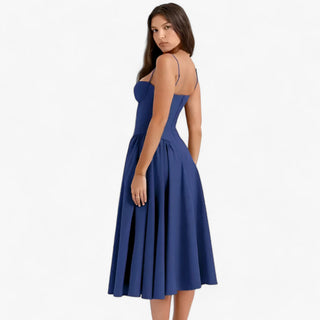 Vespera | Korsetjurk voor dames – Mouwloze midi-feestjurk met silhouetversterkend korset