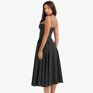 Vespera | Korsetjurk voor dames – Mouwloze midi-feestjurk met silhouetversterkend korset