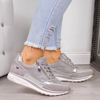 Veterschoenen voor dames – Modern design & praktische ritssluiting aan de zijkant Grijs