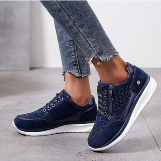 Veterschoenen voor dames – Modern design & praktische ritssluiting aan de zijkant Blauw