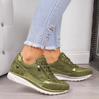 Veterschoenen voor dames – Modern design & praktische ritssluiting aan de zijkant Groen