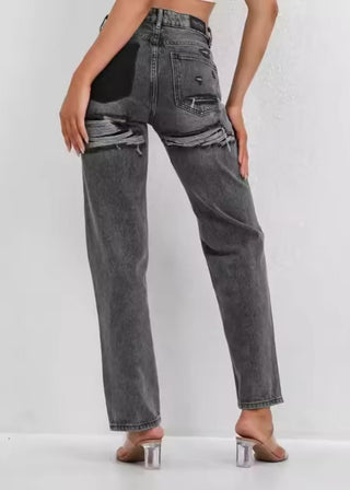 Luna | Vintage Ripped Jeans met Uniek Patchwork Detail