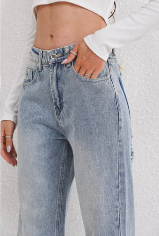 Luna | Vintage Ripped Jeans met Uniek Patchwork Detail