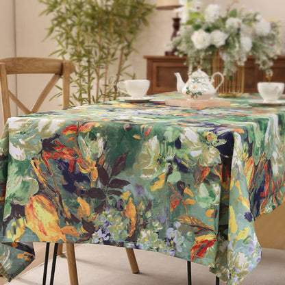 Vintage Olieverfschilderij Bloemen Tafelkleed Voor Eettafel