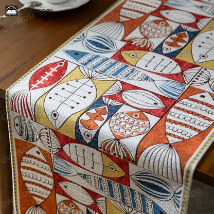 Chique Chenille Tafelloper Met Kwasten Voor Tafeldecoratie