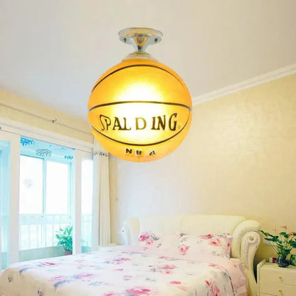 Voetbal LED Plafondlamp Dimbaar Voor Een Vrolijke Kinderkamer Basketbal Geel