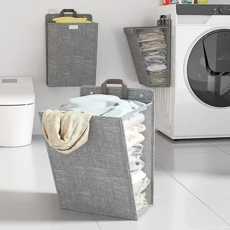Vouwbare Wasmand met Haak Ruimtebesparend en Multifunctioneel Grijs