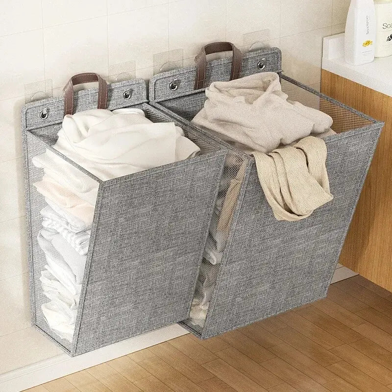 Vouwbare Wasmand met Haak Ruimtebesparend en Multifunctioneel Grijs