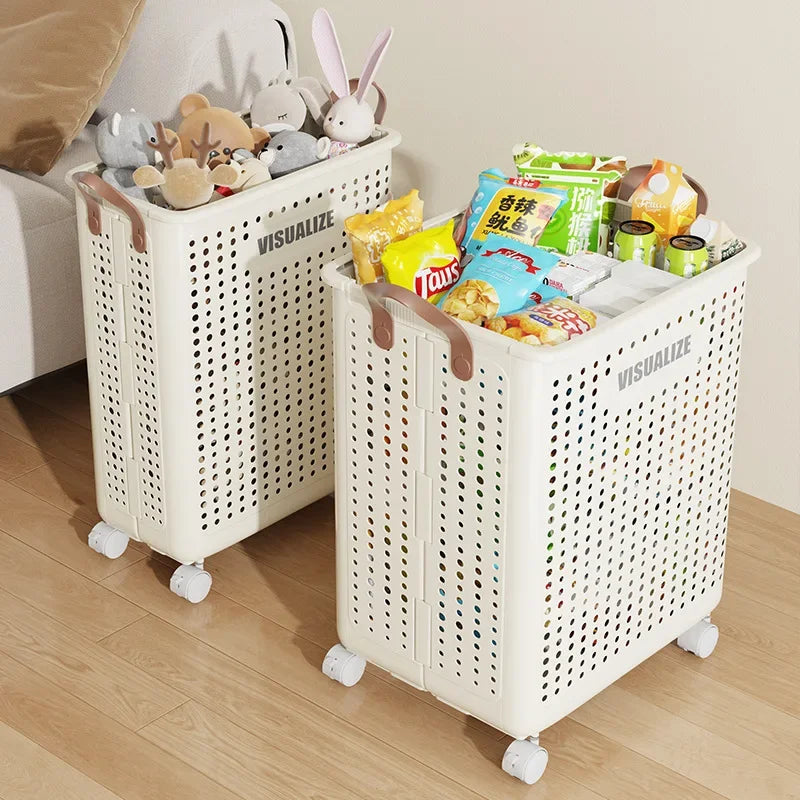 Vouwbare Wasmand Met Wielen Grote Capaciteit Voor Kleding