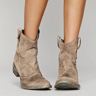 Dames Leren Enkellaarsjes - Western-stijl voor de winter Bruin