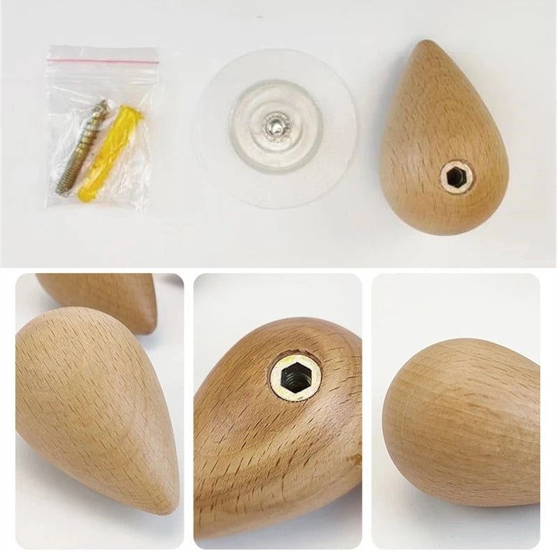 Wandhaak Van Beukenhout Met Waterdruppelontwerp 4,5 X 7 Cm