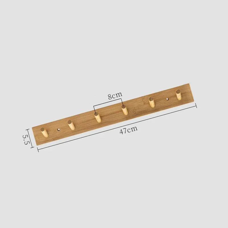 Bamboe Wandkapstok met Haken voor Jassen en Sleutels 6 Haakjes