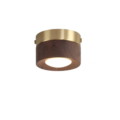 Wandlamp van Walnoot Hout Minimalistische Muurlamp voor Binnen Walnoot Opbouw LED Warm Wit D100mm