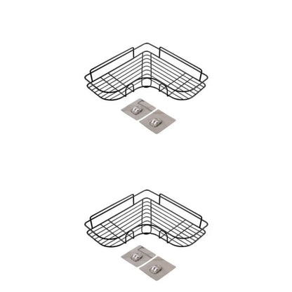Wandplank Badkamer Driehoekig Wit Ruimtebesparend Geen Boren Nodig zwart-2 stuks