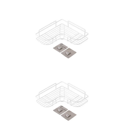 Wandplank Badkamer Driehoekig Wit Ruimtebesparend Geen Boren Nodig wit-2 stuks