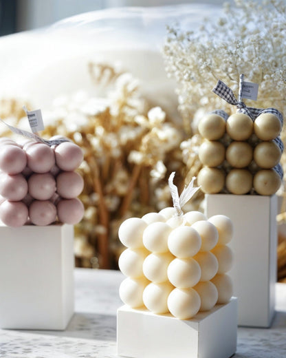 Bubble-kaars – Sojawas Blok Met Muntgeur – Off-White 6 Cm