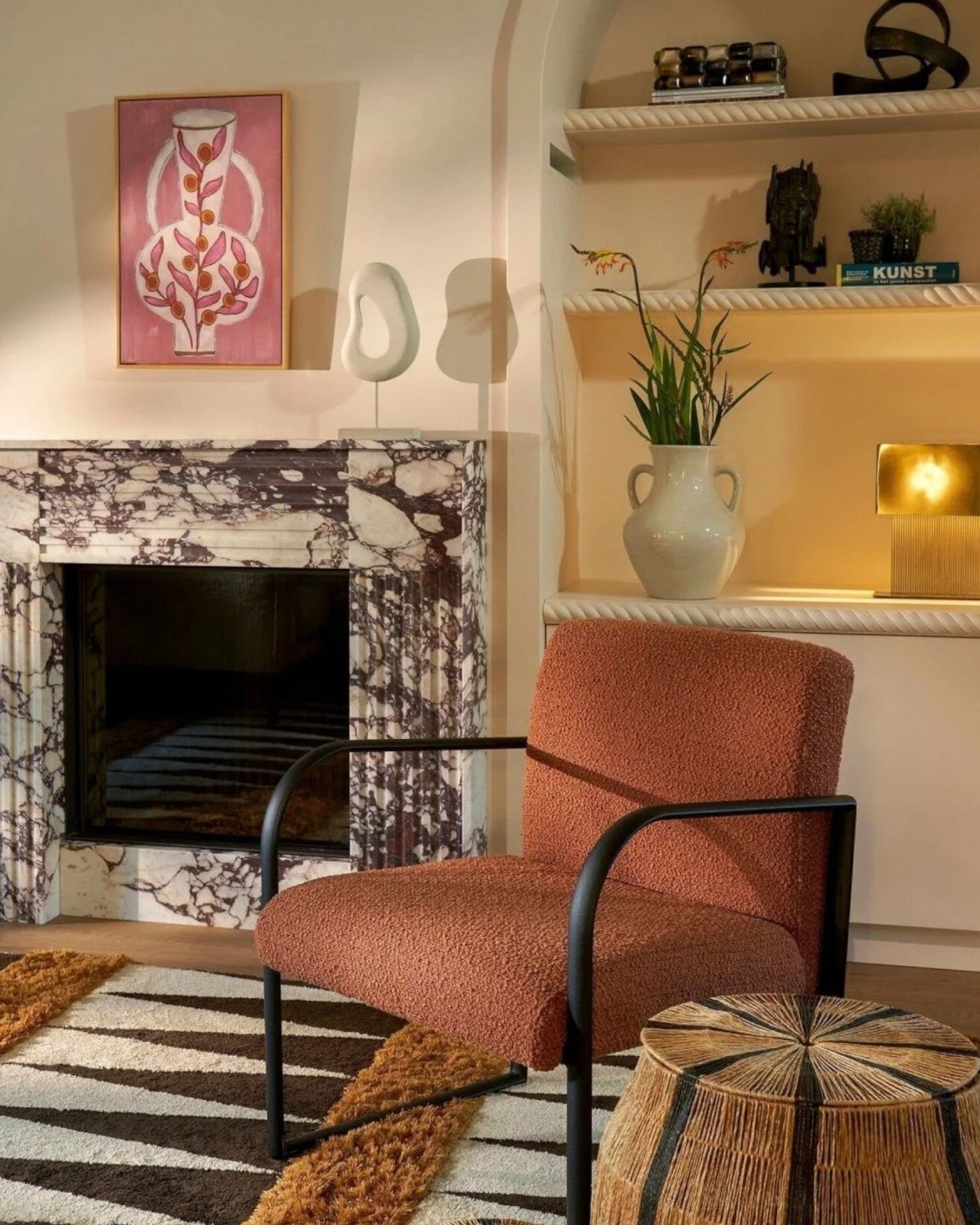 Pastina-Ornament van Mangohout gebroken Wit L6,5 x B16,5 x H37,5 cm