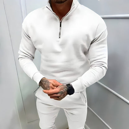 Heren Sweater Katoen Halve Rits Sweaters: Truien SEREIN Wit S