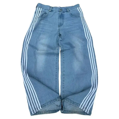 Baggy Jeans Met Hoge Taille Blauw