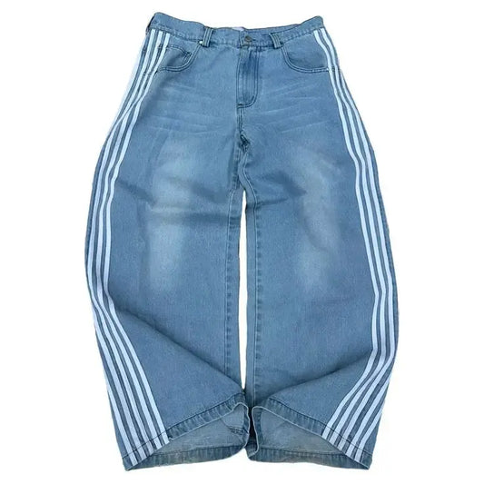 Baggy Jeans Met Hoge Taille Blauw