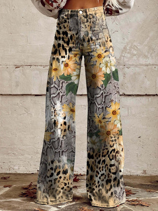 Amore | Kleurrijke vintage Viscose Broek met print Tijger