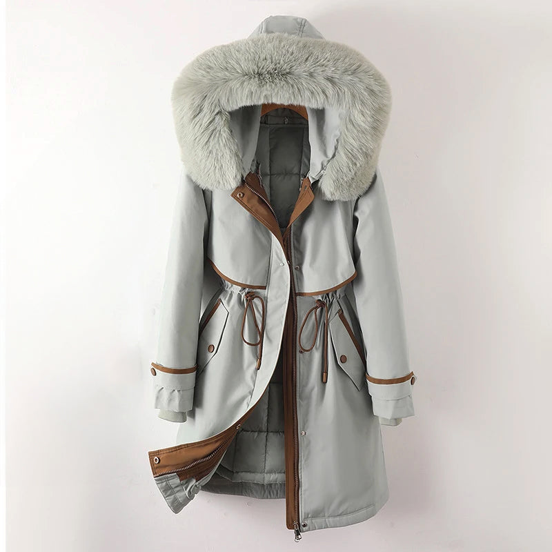 Parka Winterjas Met Capuchon Warme Voering Dames Comfortabel Zwart Grijs
