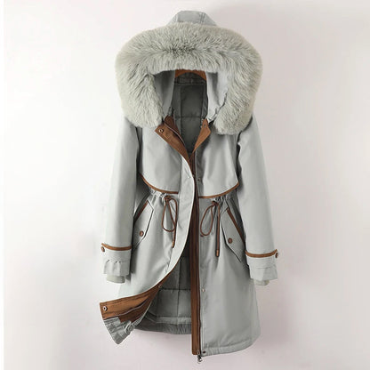 Parka Winterjas Met Capuchon Warme Voering Dames Comfortabel Zwart Grijs