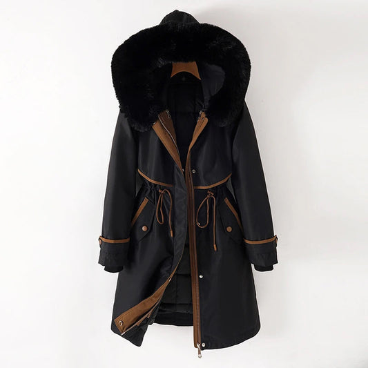 Parka Winterjas Met Capuchon Warme Voering Dames Comfortabel Zwart Zwart