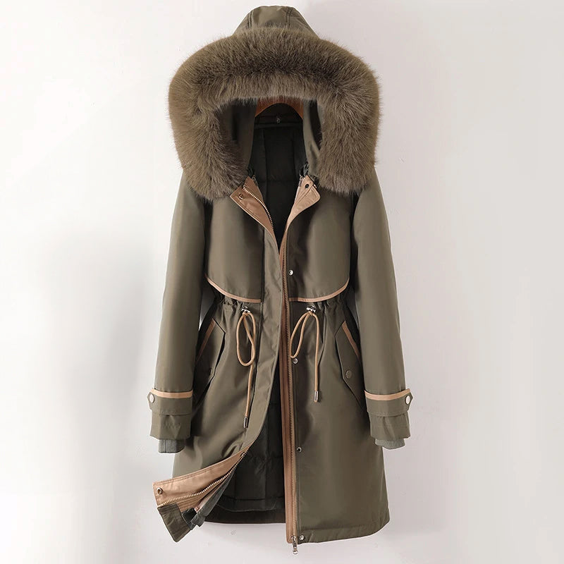 Parka Winterjas Met Capuchon Warme Voering Dames Comfortabel Zwart Groen