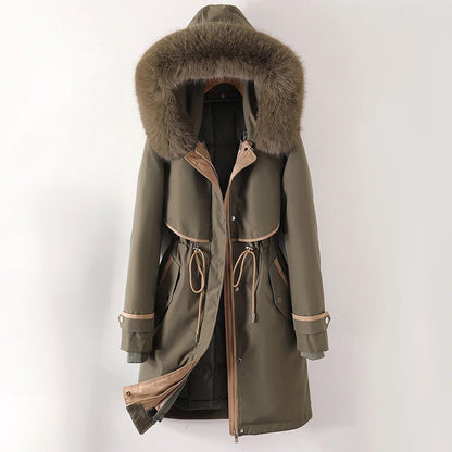 Parka Winterjas Met Capuchon Warme Voering Dames Comfortabel Zwart Groen