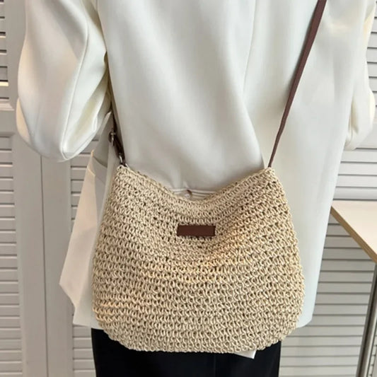 Zomer Strand Schoudertas Dames Geweven Stro Crossbody Tas 29x23 cm