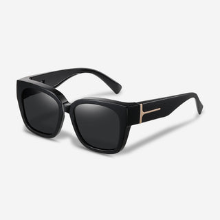 Manda | Zonnebril Beige - Clip-On Overzetzonnebril Gepolariseerd UV400 voor Brildragers / Pro Gouden Glamour