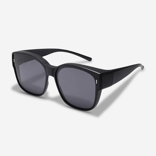 Manda | Zonnebril Beige - Clip-On Overzetzonnebril Gepolariseerd UV400 voor Brildragers / Pro Sleek Zwart