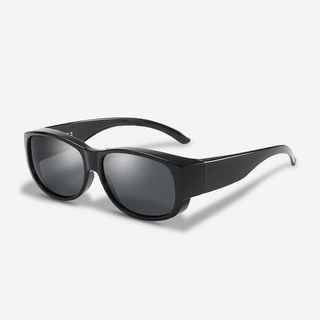 Manda | Zonnebril Beige - Clip-On Overzetzonnebril Gepolariseerd UV400 voor Brildragers / Pro Zwart Compact