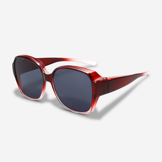 Manda | Zonnebril Beige - Clip-On Overzetzonnebril Gepolariseerd UV400 voor Brildragers / Pro Rood Pro
