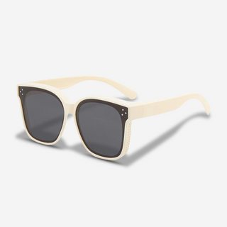 Manda | Zonnebril Beige - Clip-On Overzetzonnebril Gepolariseerd UV400 voor Brildragers / Pro Klassiek Beige