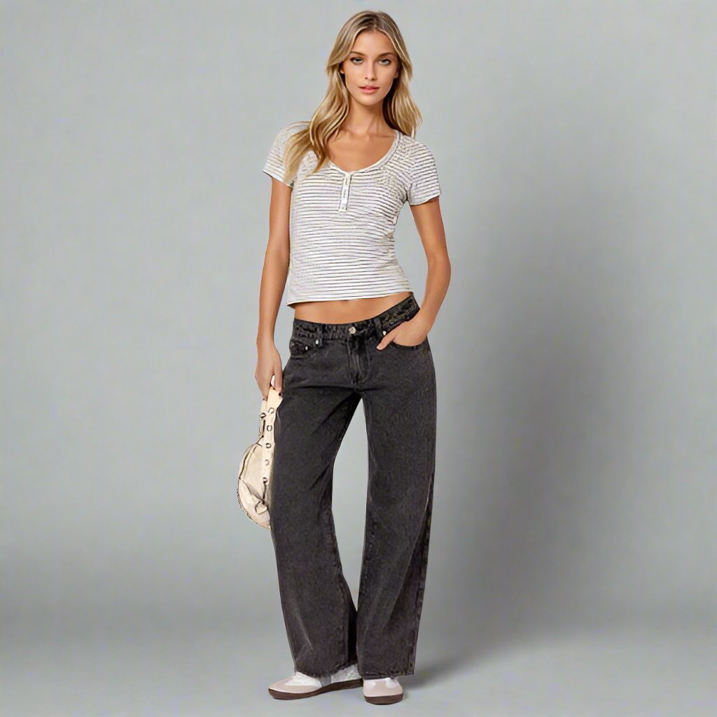Lage Taille Jeans – Trendy en Comfortabele Stretch Denim | Y2K Pasvorm Zwart