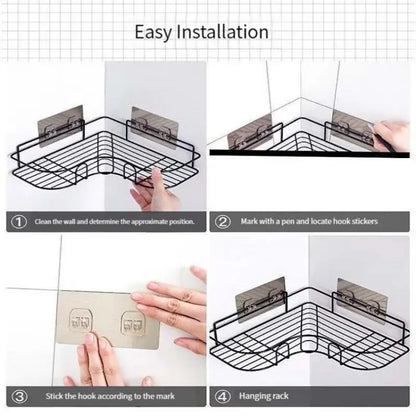 Zwarte Wandplank voor Badkamer en Keuken Zonder Boren