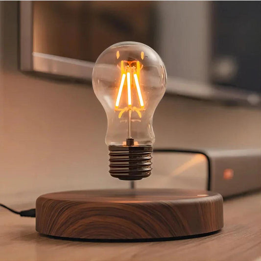 Zwevende LED Lamp Met Walnotenhout Voet Voor Verlichting Cirkel