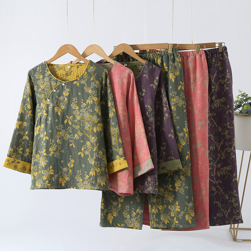 Jacquard Vintage Katoenen Loungewear Set