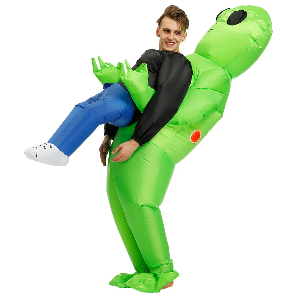 Alien Kostuum Opblaasbaar Carnaval Kinderen en Volwassenen Groen 150CM -200CM