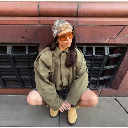 Melani | Oversized Suède Leren Jas voor Dames – Warm & Stijlvol