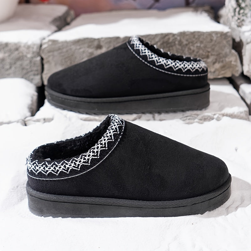 Dames Casual Winterlaarzen - Pluche, effen kleur en slip-on