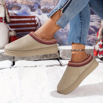 Dames Casual Winterlaarzen - Pluche, effen kleur en slip-on