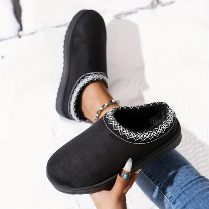 Dames Casual Winterlaarzen - Pluche, effen kleur en slip-on