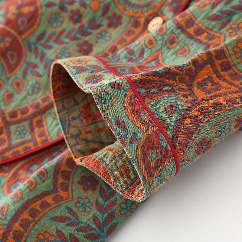 Vintage Jacquard Ronde Hals Loungewear Set