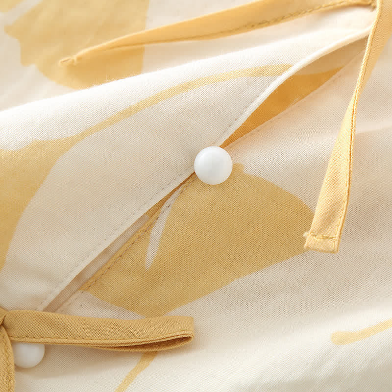 Ginkgo Blad Strik Katoenen Loungewear Set