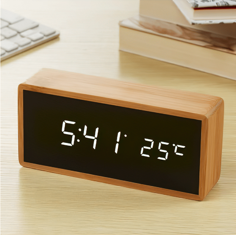Bamboe LED wekker SEREIN Wit